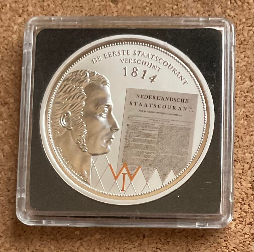 Penning - WILLEM I - De Eerste Staatscourant Verschijnt 1814, Ophalen of Verzenden, Overige materialen, Nederland