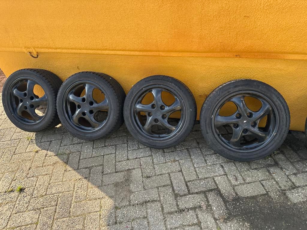 Porsche Velgen 17 inch met Zomerbanden, Auto-onderdelen, Banden en Velgen, Ophalen, Gebruikt, 255 mm, Velg(en)