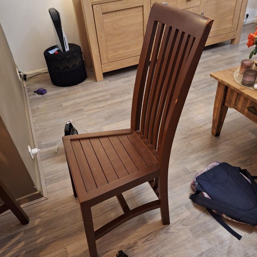 5 Teak/Kersen Eetkamerstoelen - Lichte Beschadiging, Ophalen, Gebruikt, Bruin, Modern