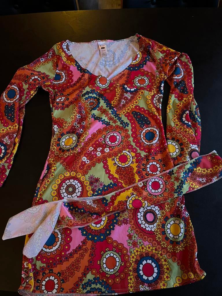 Hippie jurkje carnaval maat s, Ophalen of Verzenden, Zo goed als nieuw, Maat 36 (S), Carnaval