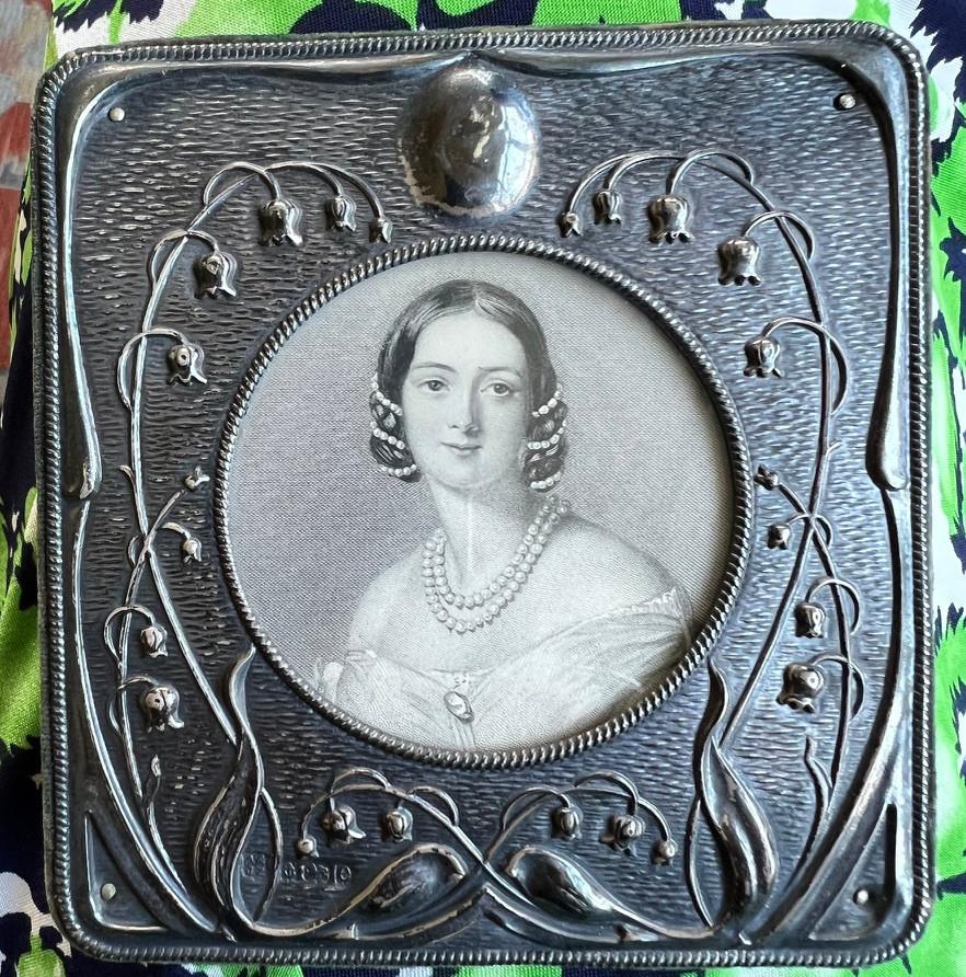 Jugendstil fotolijst zilver miniatuur portret, Ophalen of Verzenden