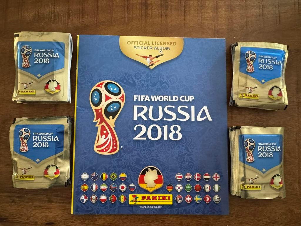 Panini WK 2018- 100 pakjes + leeg album, Ophalen of Verzenden, Nieuw, Buitenlandse clubs, Poster, Plaatje of Sticker