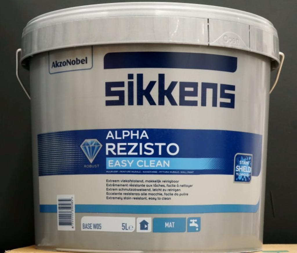 Sikkens Alpha Rezisto easyclean 5 liter, Doe-het-zelf en Verbouw, Verf, Beits en Lak, Wit, Nieuw, Ophalen of Verzenden, Verf