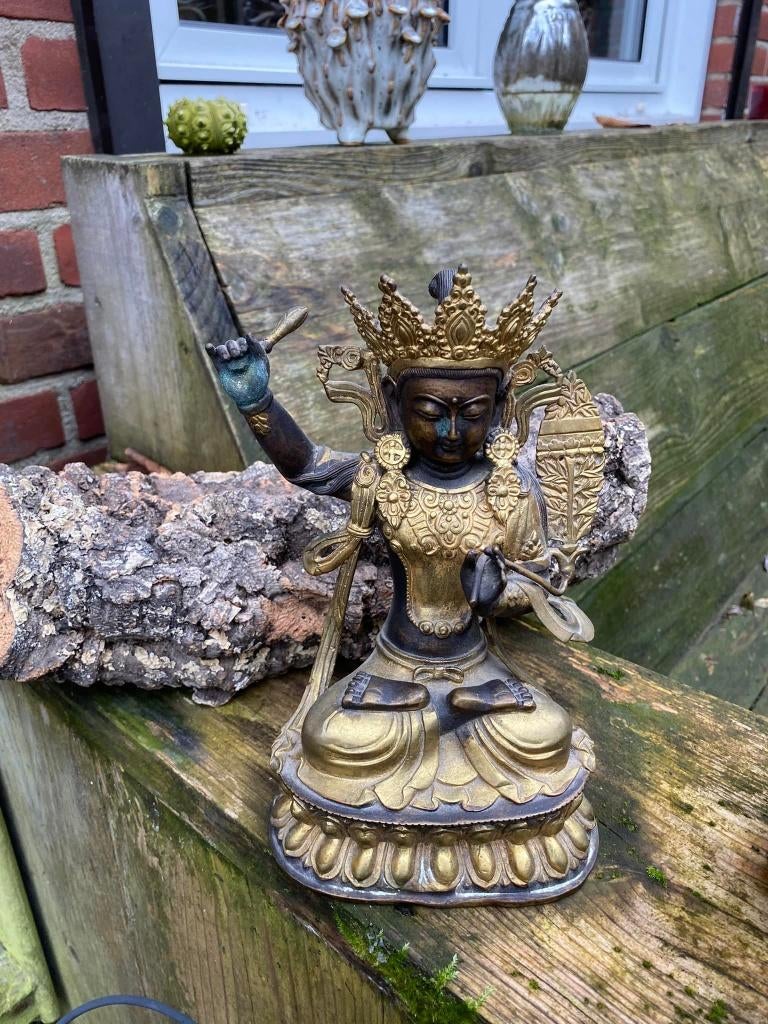 Prachtige oude authentieke Tibetaans Manjushri Boeddha., Ophalen of Verzenden, Gebruikt