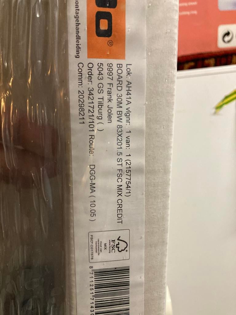 30 min. brandwerende deur, Ophalen, 80 tot 100 cm, Binnendeur, Nieuw