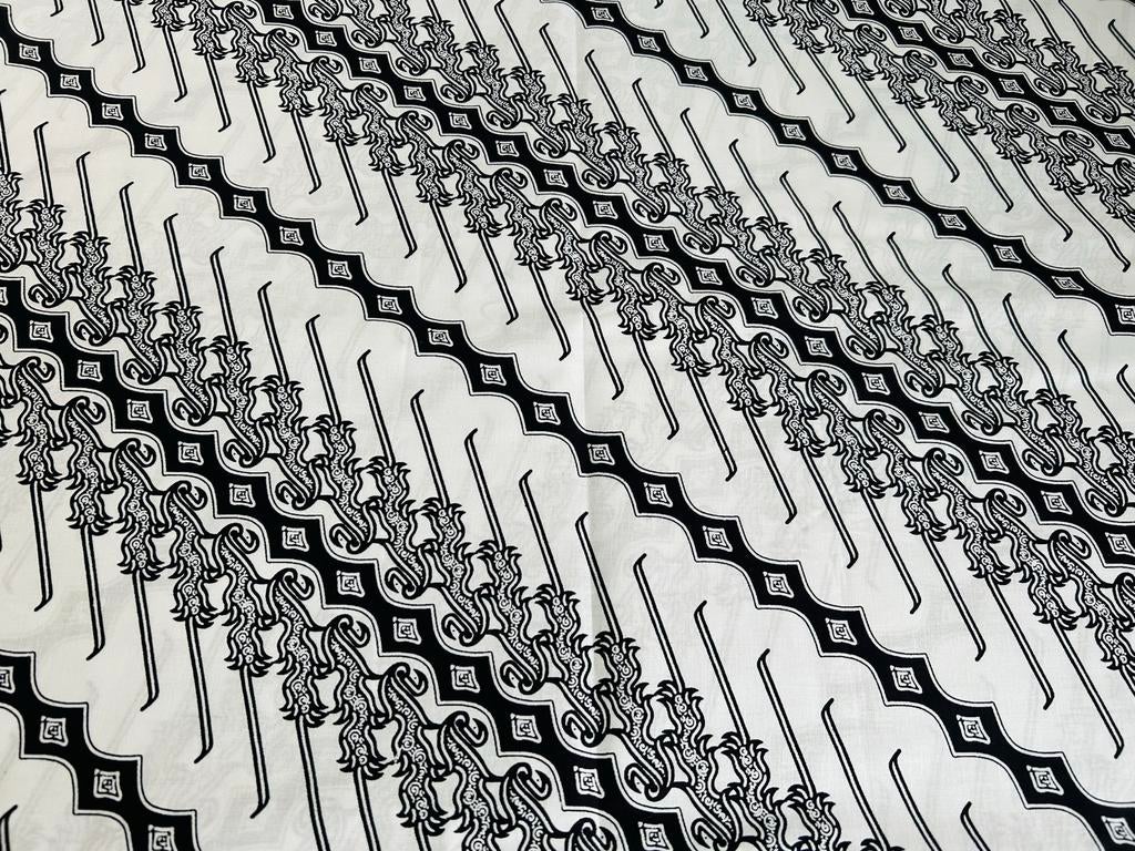 Batik Mandra Stof - 4,60 x 1,09 m, Wit, Ophalen of Verzenden, 30 tot 120 cm, Katoen
