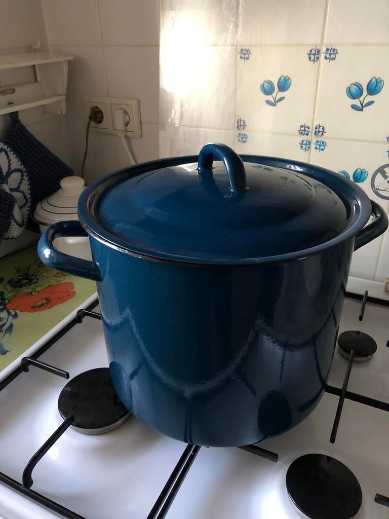 Grote blauwe emaille pan, Ophalen of Verzenden, Zo goed als nieuw, Overige materialen, Overige typen