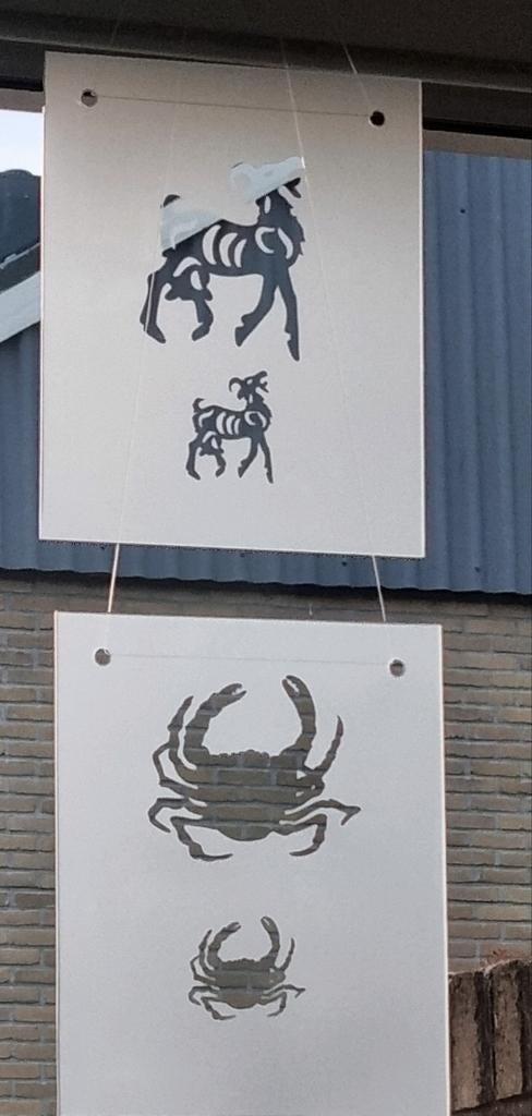 Krab, Geit glas raamdecoratie Vastenavond, Krabbegat, BOZ, Ophalen, Zo goed als nieuw