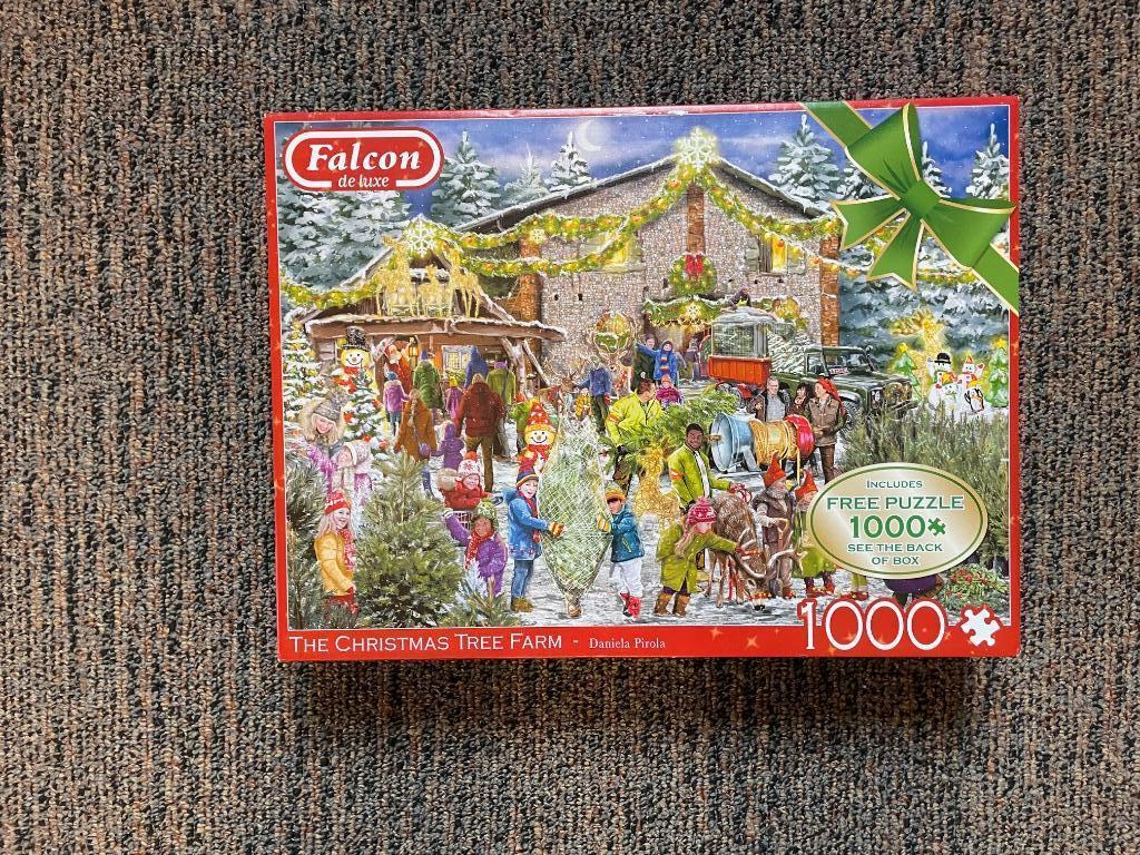 Falcon dubbele kerst puzzel, Ophalen of Verzenden, 500 t/m 1500 stukjes, Zo goed als nieuw, Legpuzzel