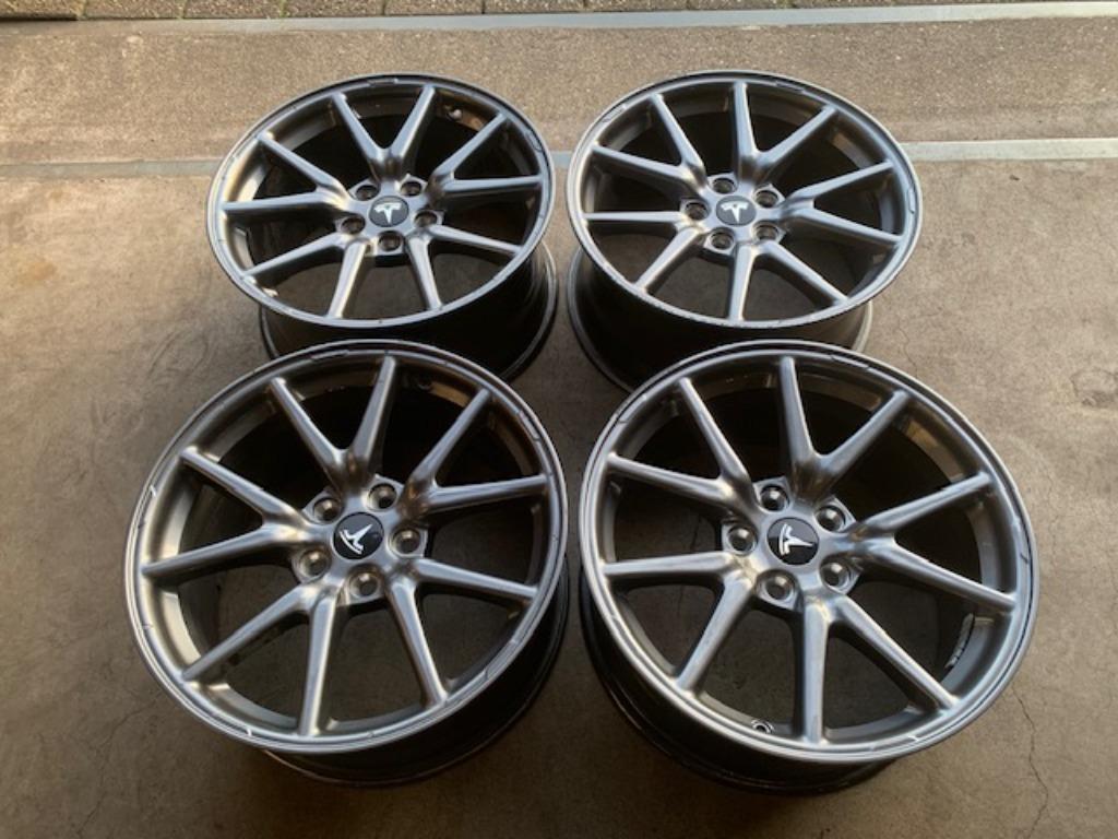 ORIGINELE 18 INCH TESLA MODEL 3 Y VELGEN EVENTUEEL + BANDEN, 18 inch, Gebruikt, ., Banden en Velgen