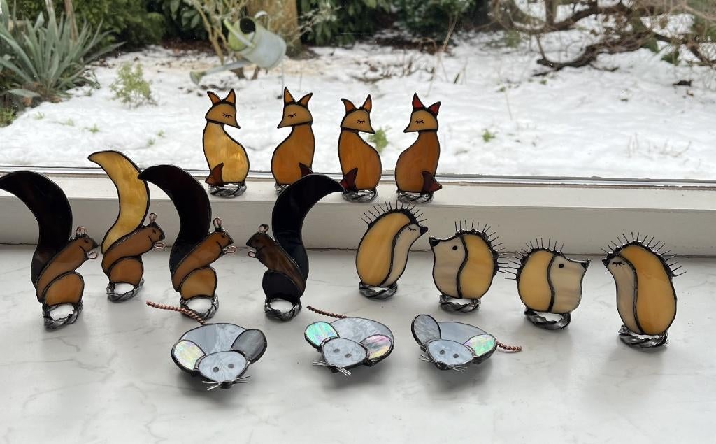 Muis vos egel ijsbeer tiffany glas dieren, Ophalen of Verzenden, Nieuw