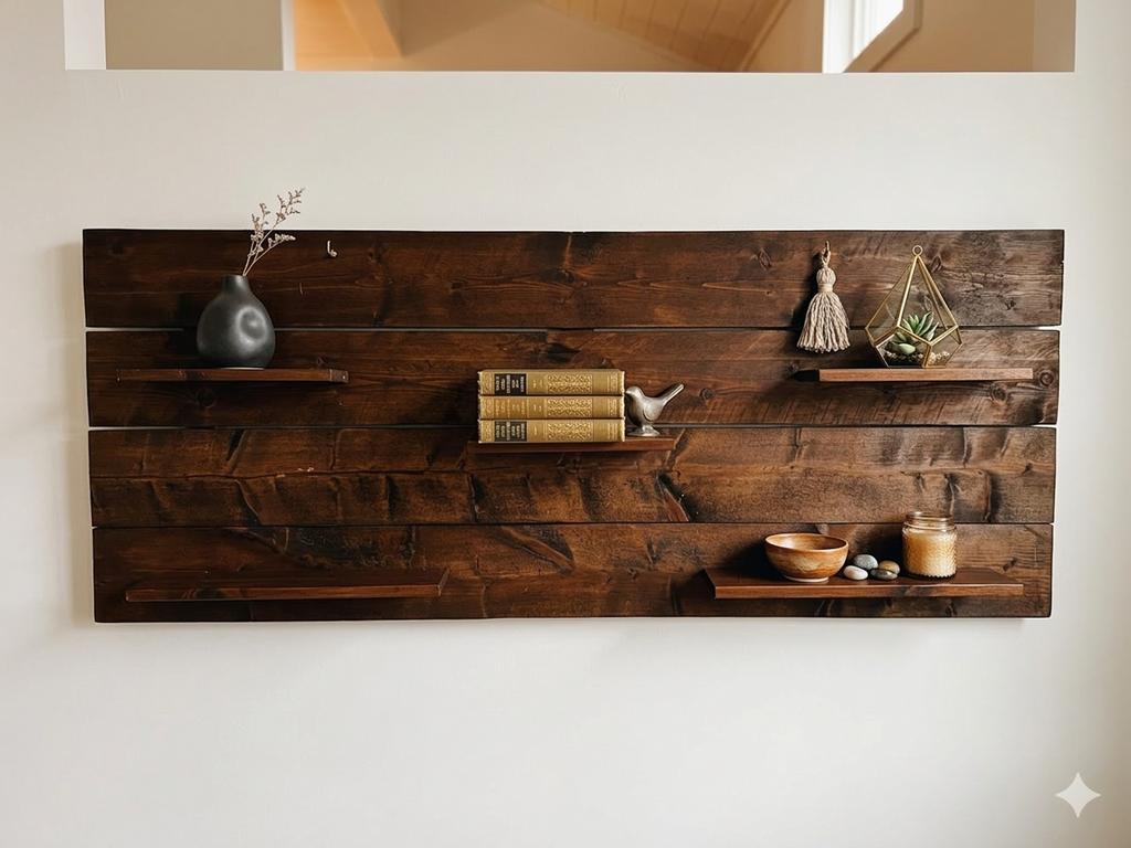 Uniek rustiek wandpaneel met schapjes - hout, Huis en Inrichting, Woonaccessoires | Wandplanken en Boekenplanken, Ophalen, Zo goed als nieuw