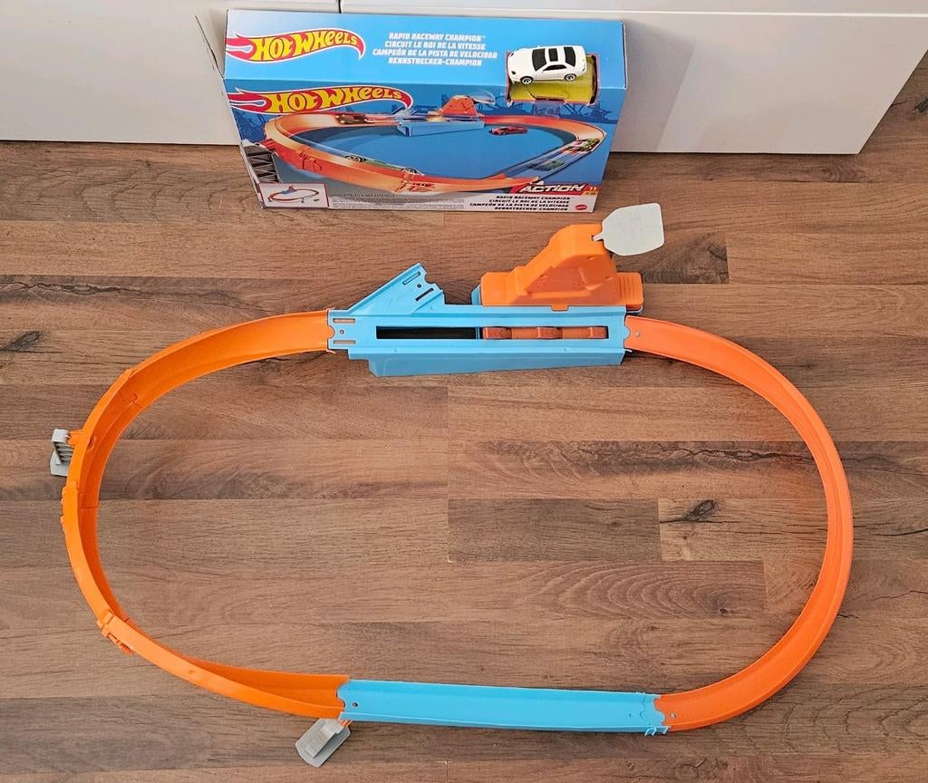 Hot Wheels 'Snelheidsduivel' met doos en 1 auto, Kinderen en Baby's, Speelgoed | Racebanen, Ophalen of Verzenden, Handmatig, Hot Wheels