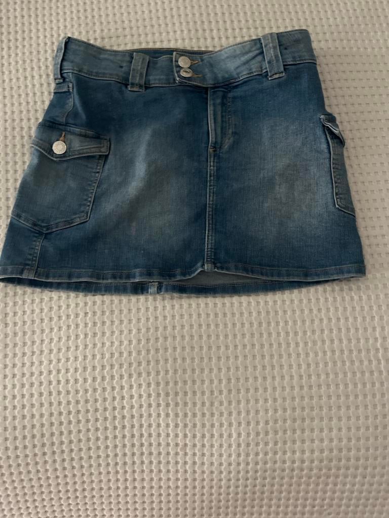 Blauwe denim mini-rok met zakken, Blauw, Ophalen of Verzenden, Maat 36 (S), Gedragen