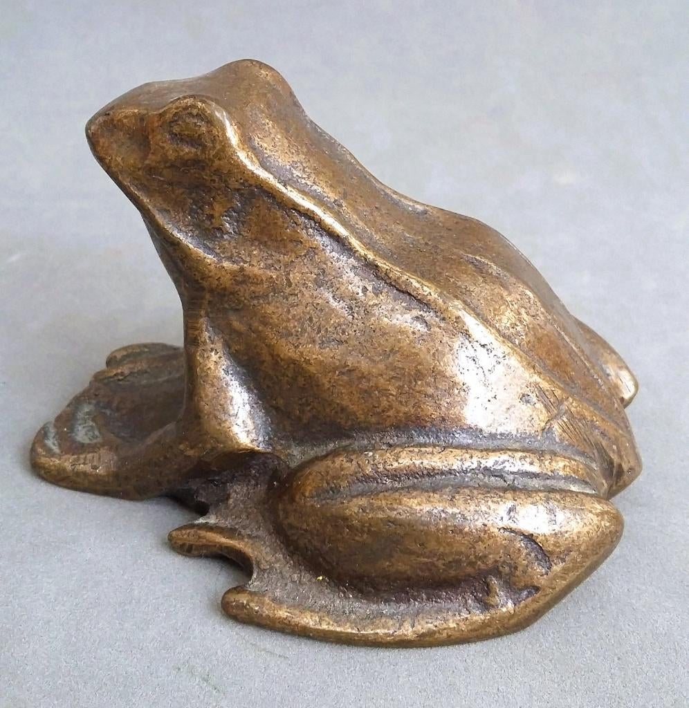 Jaren 60 - 70 Massief Brons Bronzen Kikker Beeld Sculptuur