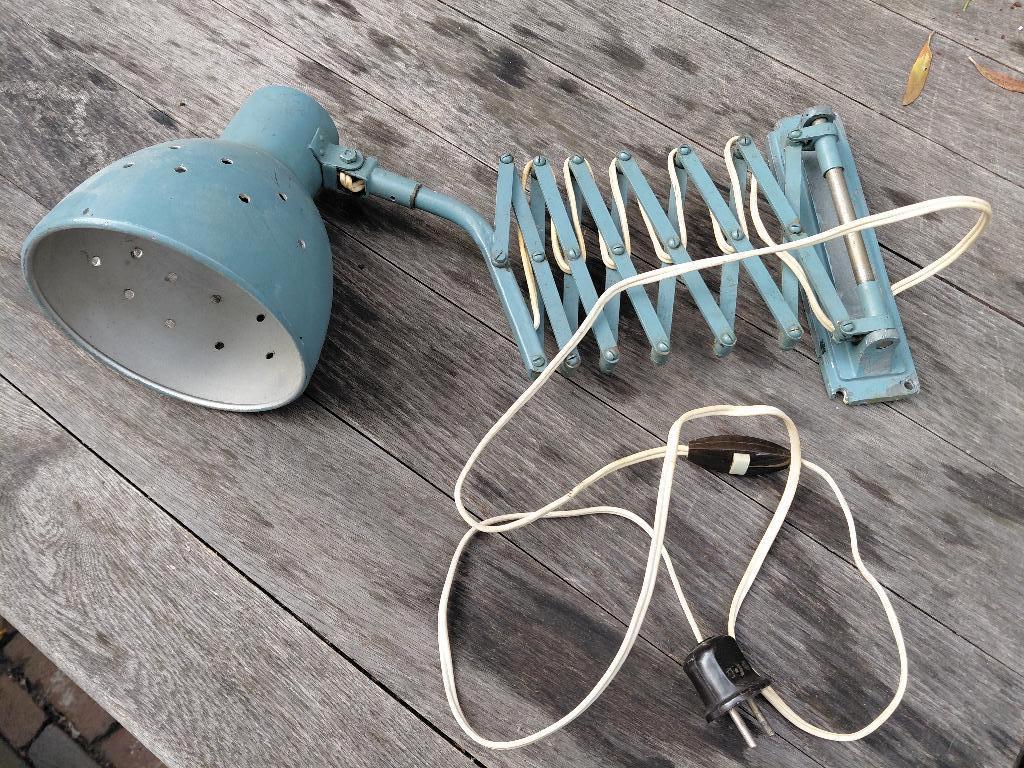Vintage schaarlamp met originele bekabeling, Ophalen of Verzenden, Gebruikt, Metaal, Vintage