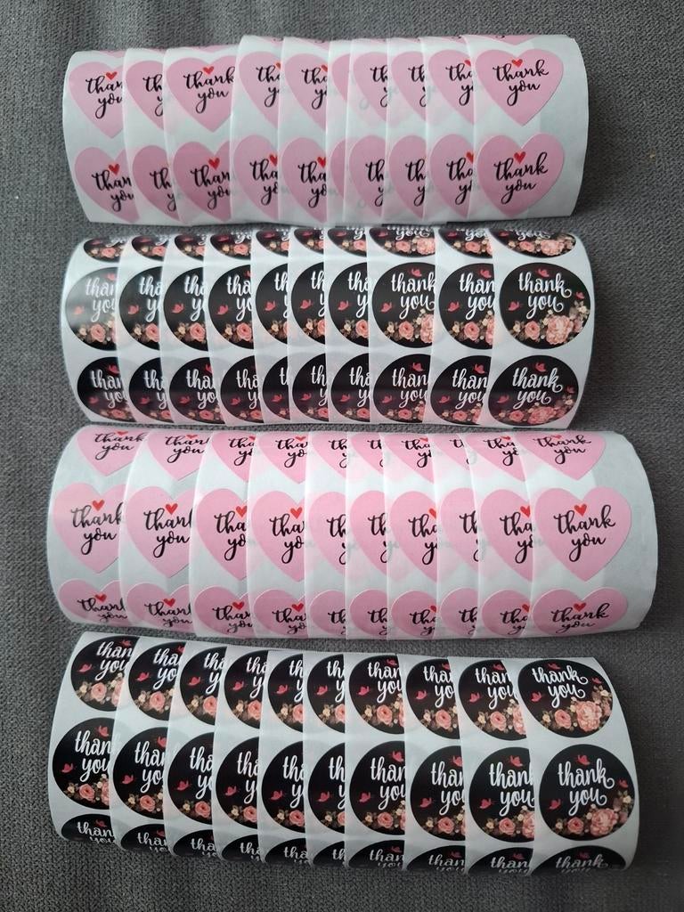 120 stuks sluitstickers thankyou stickers partij roze zwart, Hobby en Vrije tijd, Stickers en Plaatjes, Ophalen of Verzenden, Nieuw