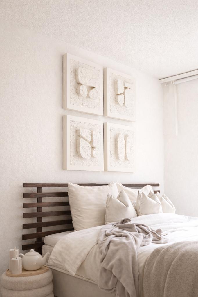 Grote luxe Japandi / wabi-sabi wanddecoratie set (crèmewit), Ophalen of Verzenden, Nieuw