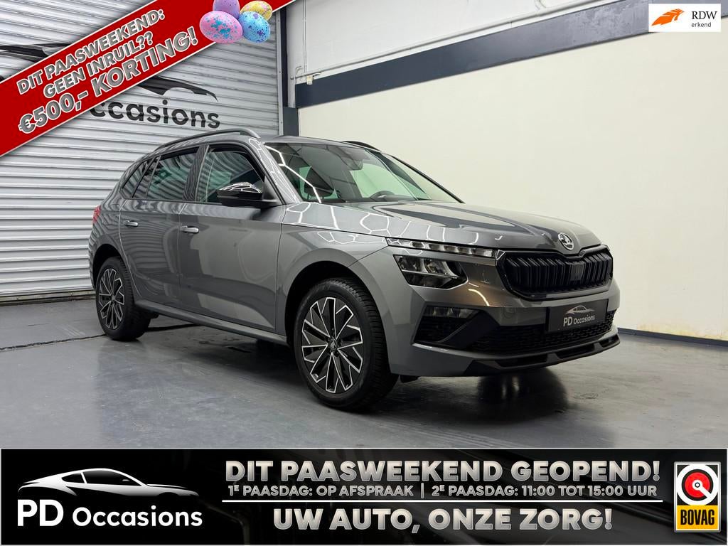 Skoda Kamiq 1.0 TSI 115PK Black Dots - Camera - Navi - Clima, Voorwielaandrijving, Stof, Gebruikt, Zwart