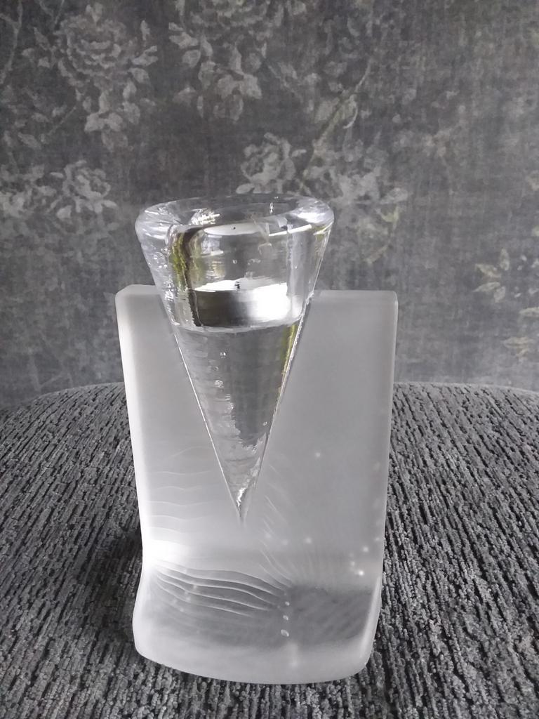 Vintage KOSTA BODA Ice Age Clear Glass Candle Holder, Ophalen of Verzenden