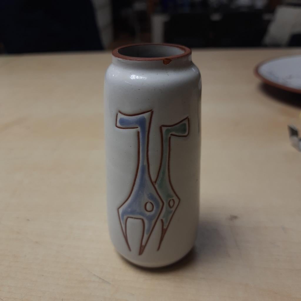 Vintage Boonstra potterie keramische vaasje herten decor, Ophalen of Verzenden