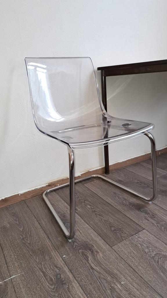 Ikea eetkamerstoel Tobias transparant, Huis en Inrichting, Ophalen, Zo goed als nieuw, Wit, Eén