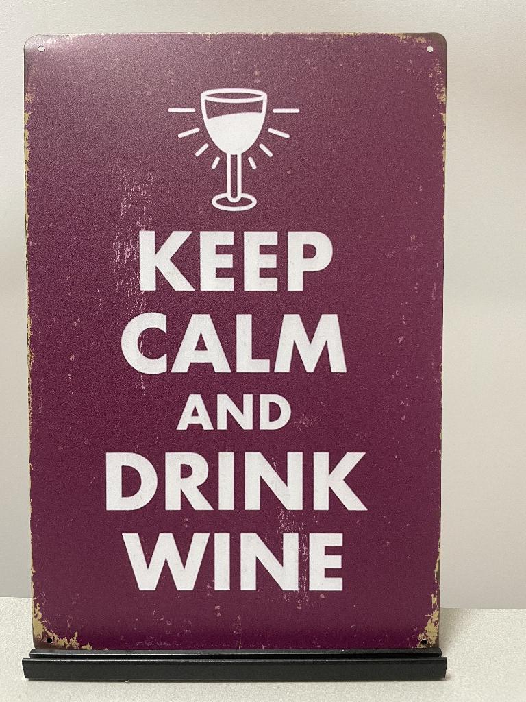 Keep Calm Drink Wine metalen tekstbord (Old Look), Www.pand50.nl, Nieuw, Ophalen of Verzenden, Printer29BCoevorden