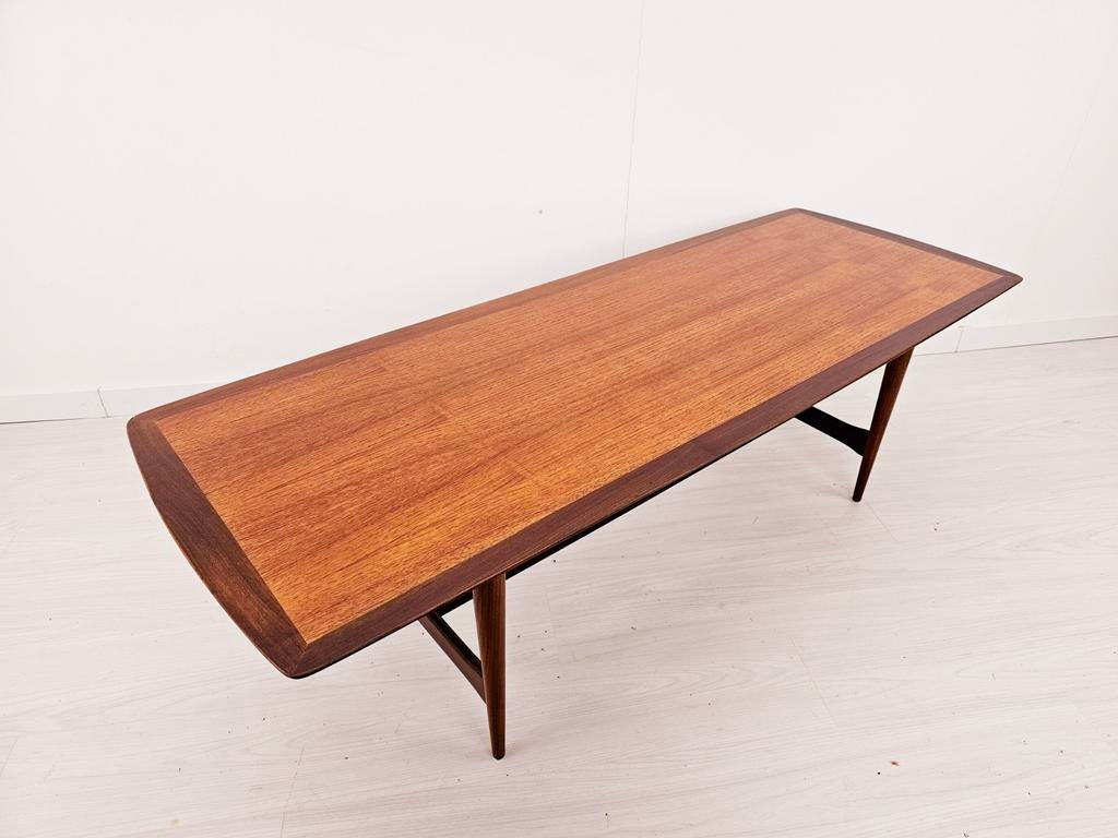 Grote vintage salontafel, teak hout Deens design 1960s, Gebruikt, 50 tot 75 cm, ., Teakhout