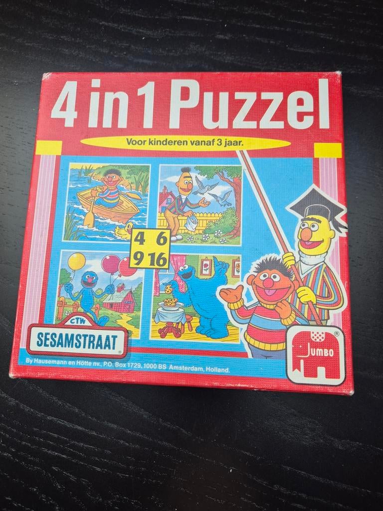 Jumbo Sesamstraat 4-in-1 Puzzel voor kinderen, Ophalen of Verzenden
