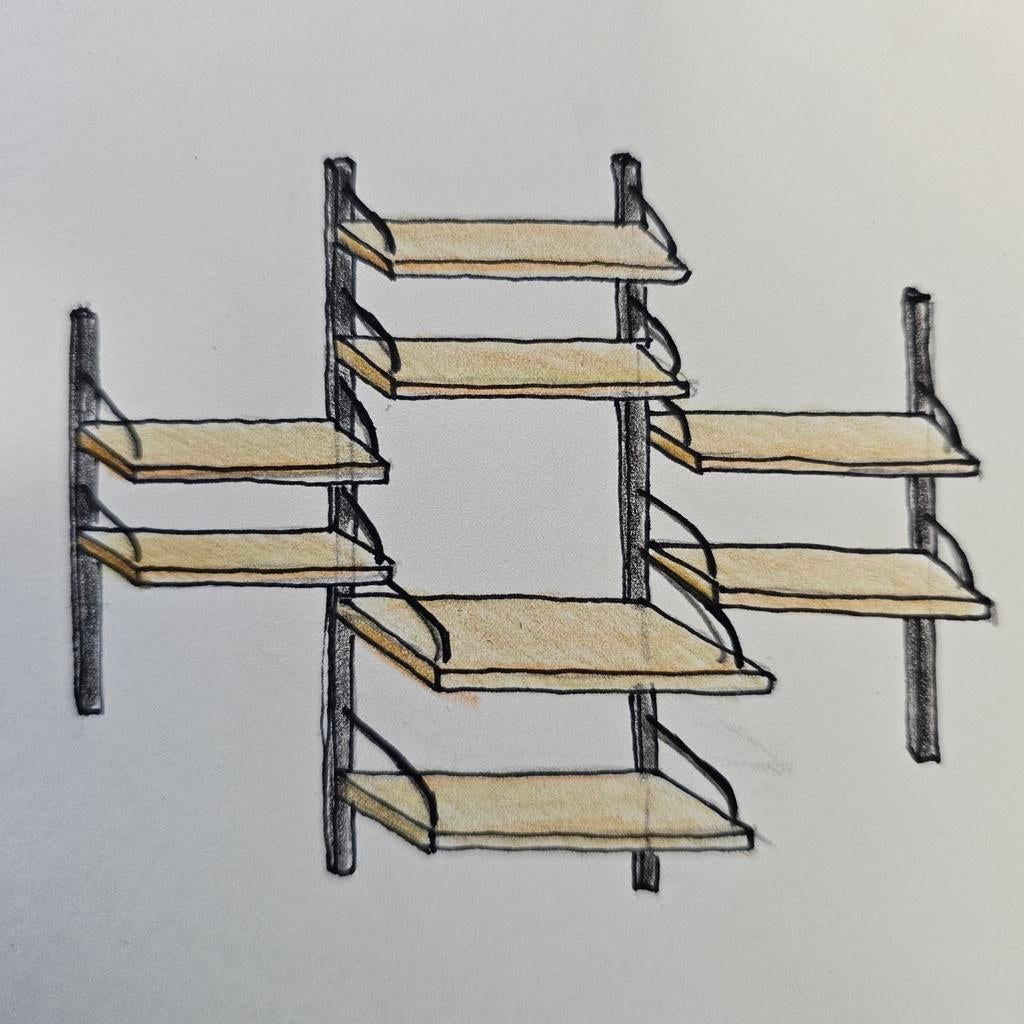 Poul Cadovius wandsysteem blank hout - vintage Deens design, Gebruikt, Ophalen of Verzenden, X, X