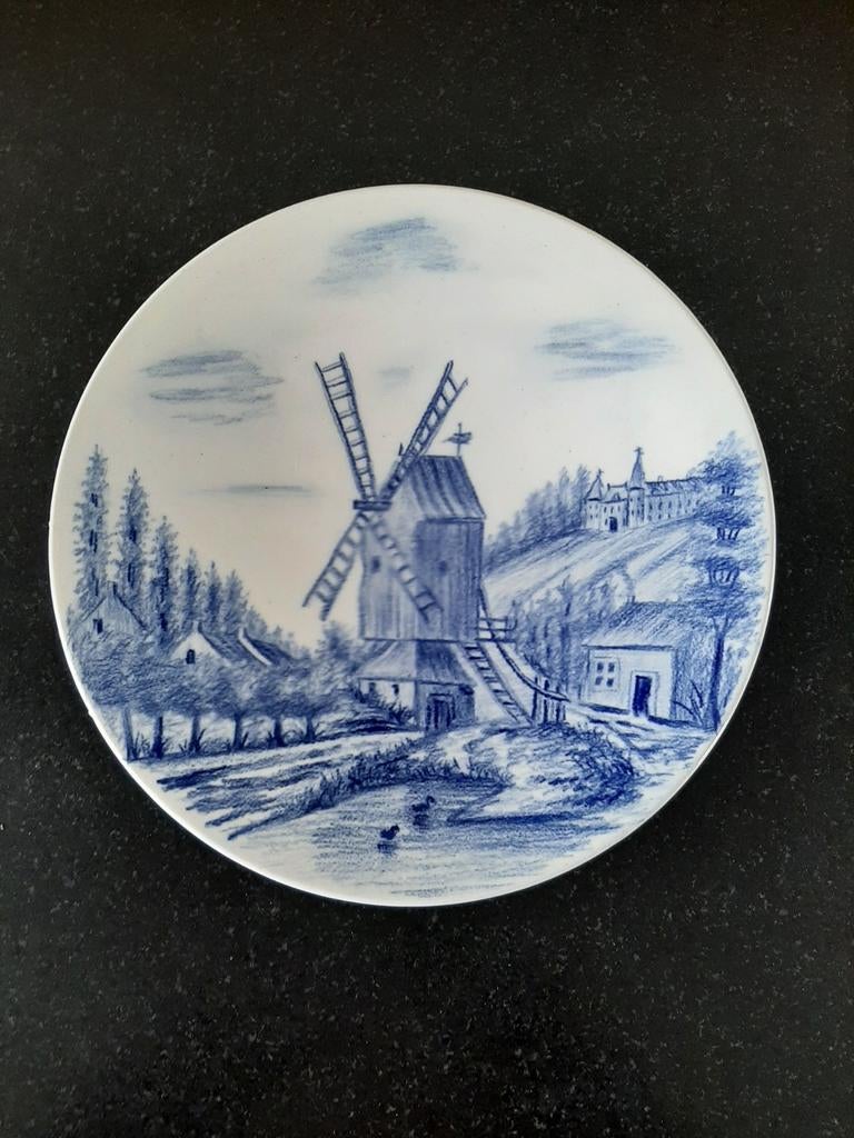 Rond wandbord met molen en landschap, 1899, Antiek en Kunst, Ophalen of Verzenden