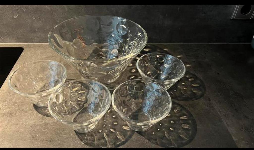 Leonardo glazen schalen set 5 delig, Ophalen, Schaal, Rond, Nieuw