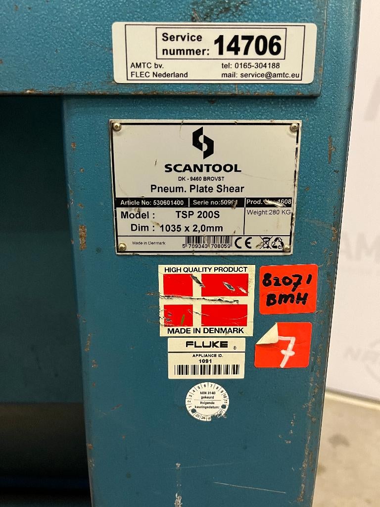 Pneumatische plaatschaar, Ophalen, Gebruikt, Nb, Scantool