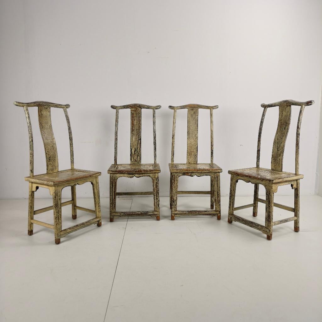 Set van vier 19e-eeuwse Chinese jukrugstoelen, circa 1890, Ophalen of Verzenden