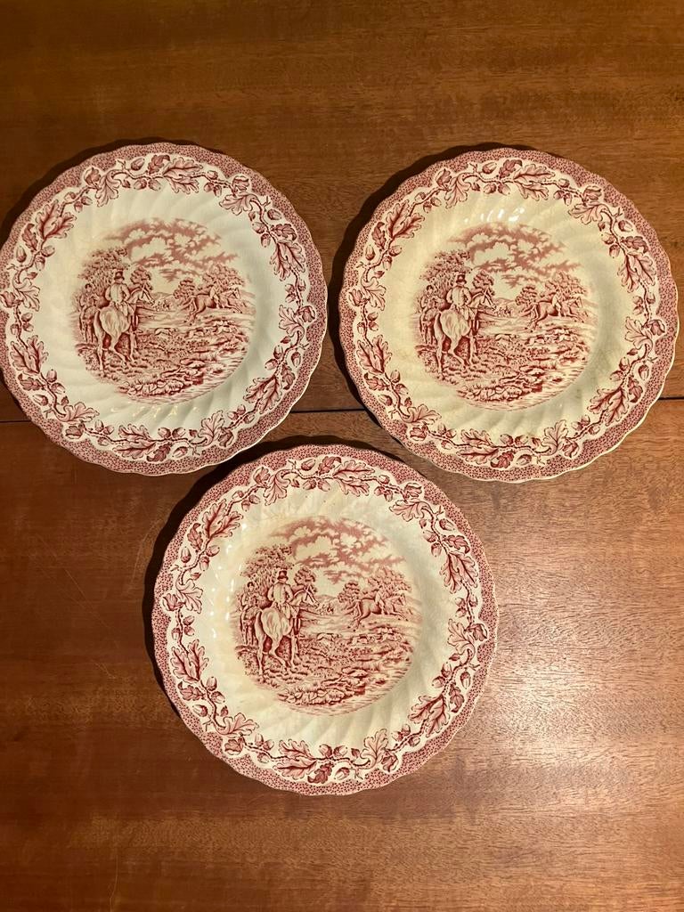 3 bordjes 20 cm Myotts Country Life Staffordshire England, Antiek en Kunst, Ophalen of Verzenden