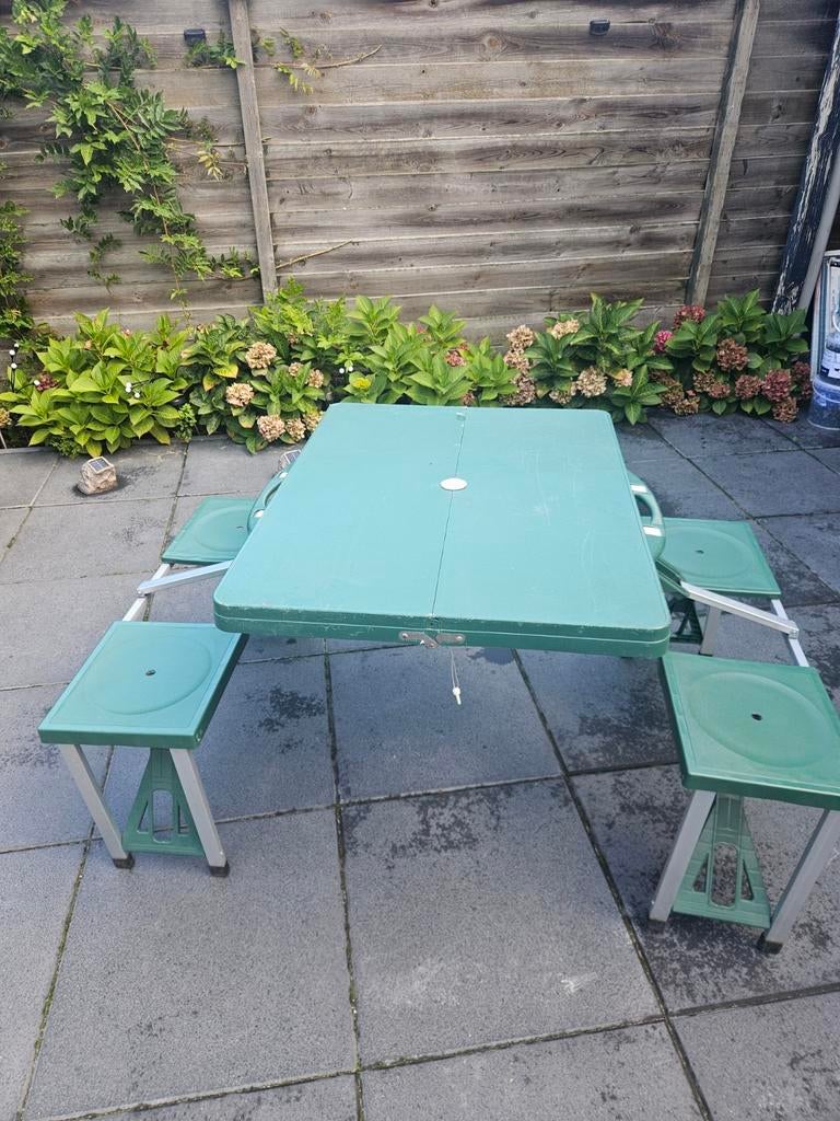 Opvouwbare picknicktafel met 4 zitplaatsen, Ophalen of Verzenden, Gebruikt