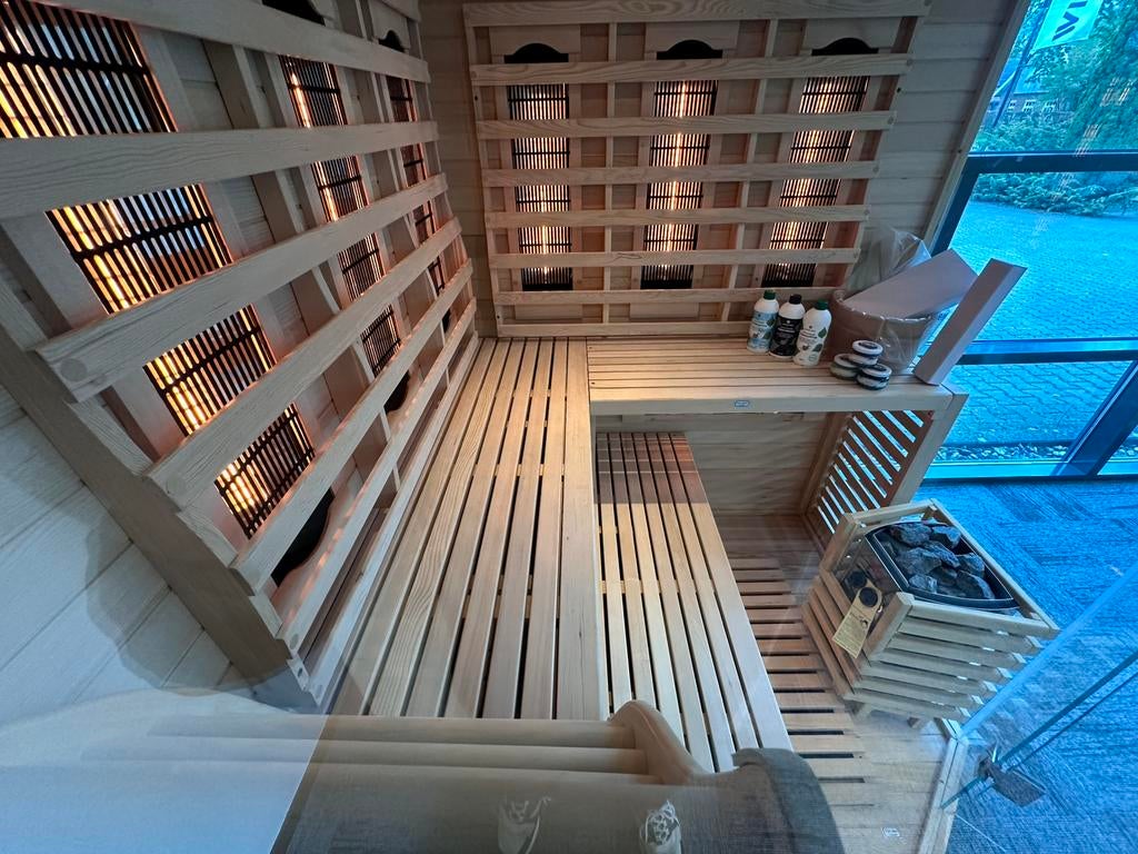 🐣 Mega Deal: Luxe Combi Sauna 4 Persoons | Fins + Infrarood, Info@inner-stillness.nl, Verzenden, Fins of Traditioneel, 7665VB