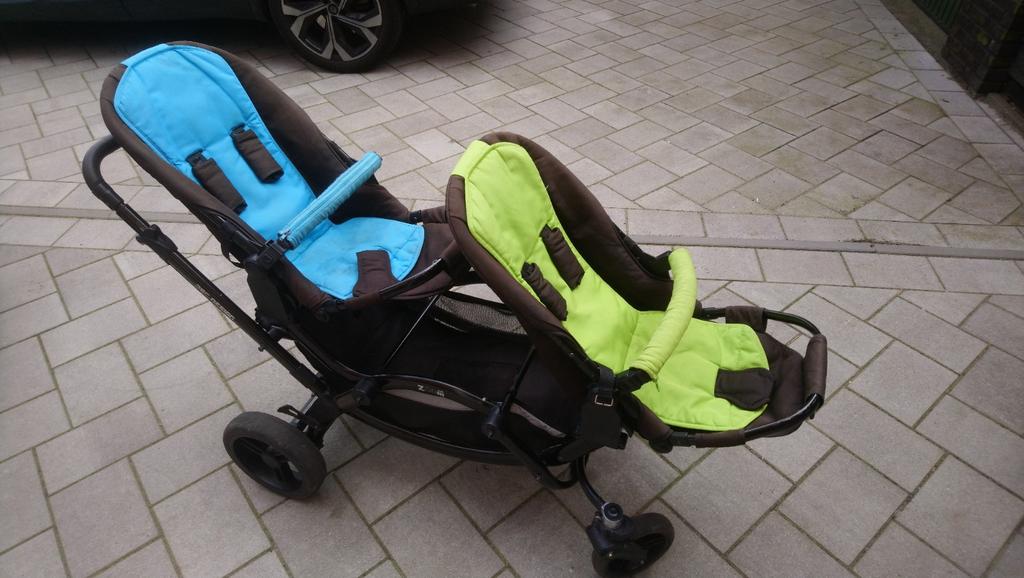 Duo kinderwagen, Gebruikt, Verstelbare duwstang, Combiwagen, Ophalen