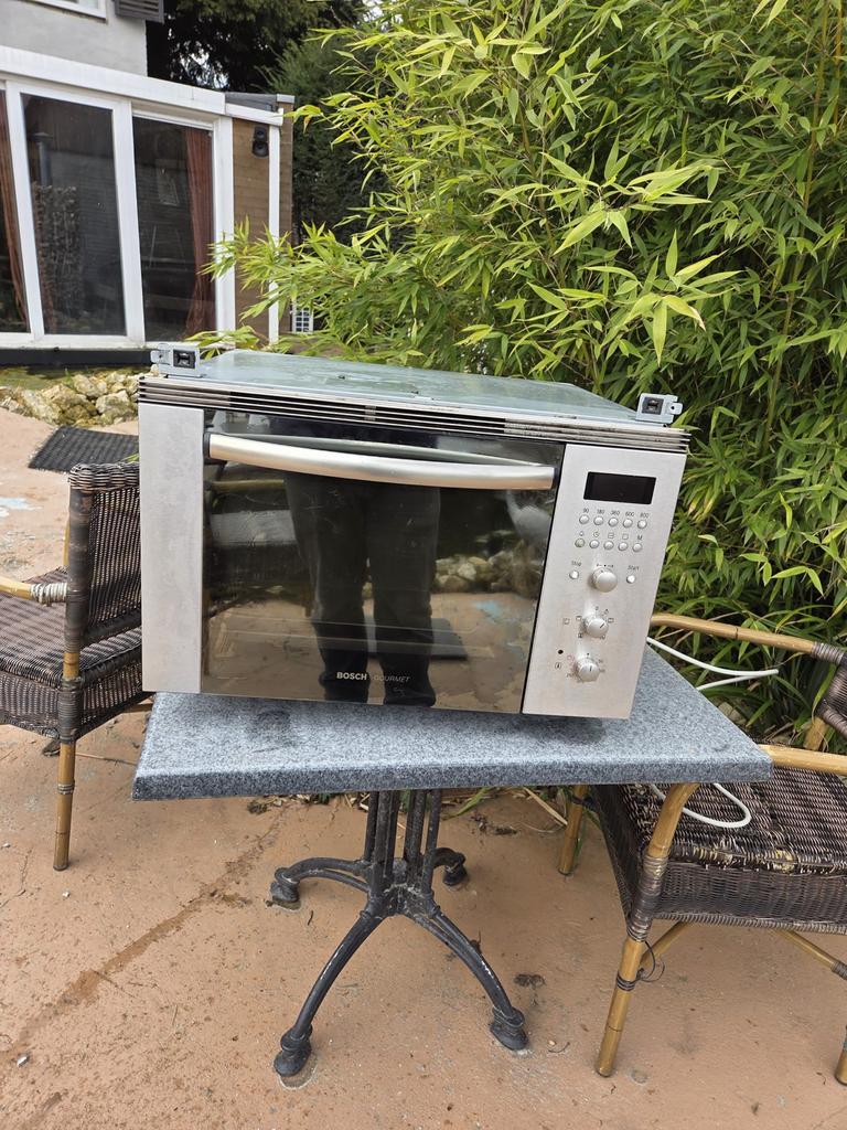 Bosch combi oven magnetron HF1859 - Zonder strips, Gebruikt, Hete lucht, 60 cm of meer, Oven met grill