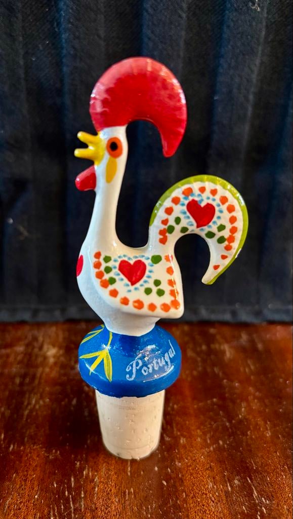 Portugese Haan Flessenstop - Handgeschilderd, Ophalen of Verzenden, Zo goed als nieuw