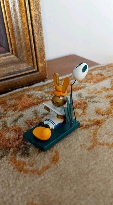 Vintage houten ertsgebergte paashaasje, Ophalen of Verzenden