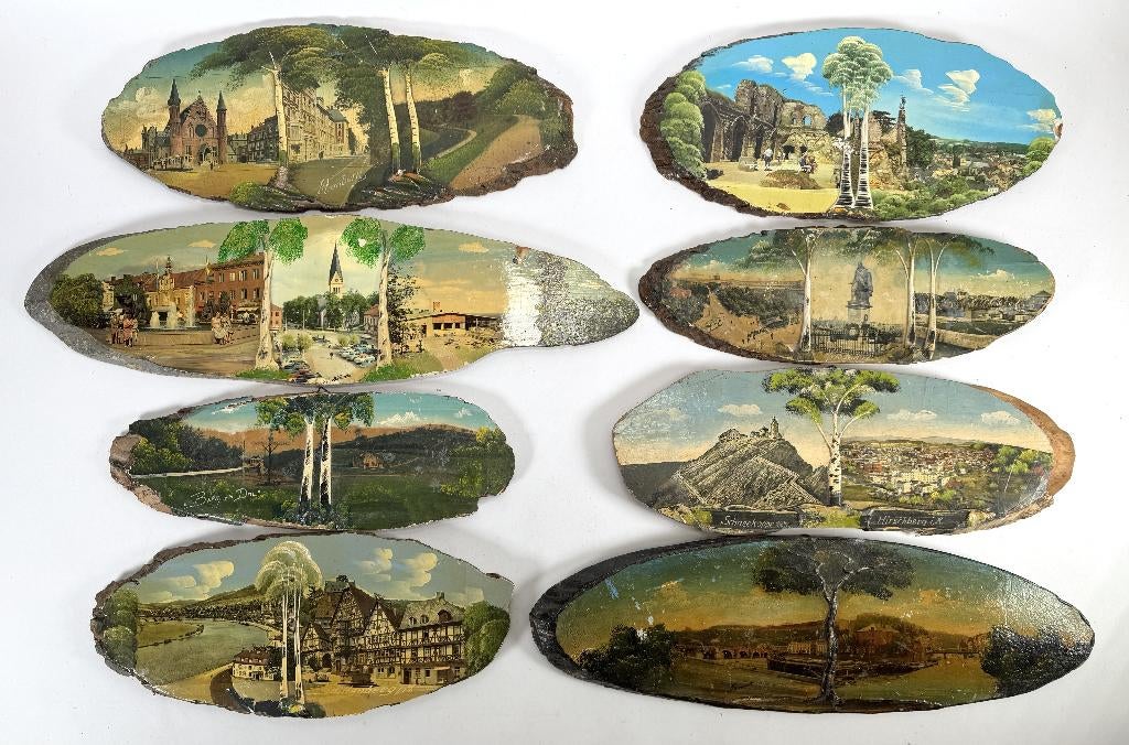 724. Reliëftegels en houtschijven, Hobra, 2e helft 20e eeuw, Ophalen of Verzenden