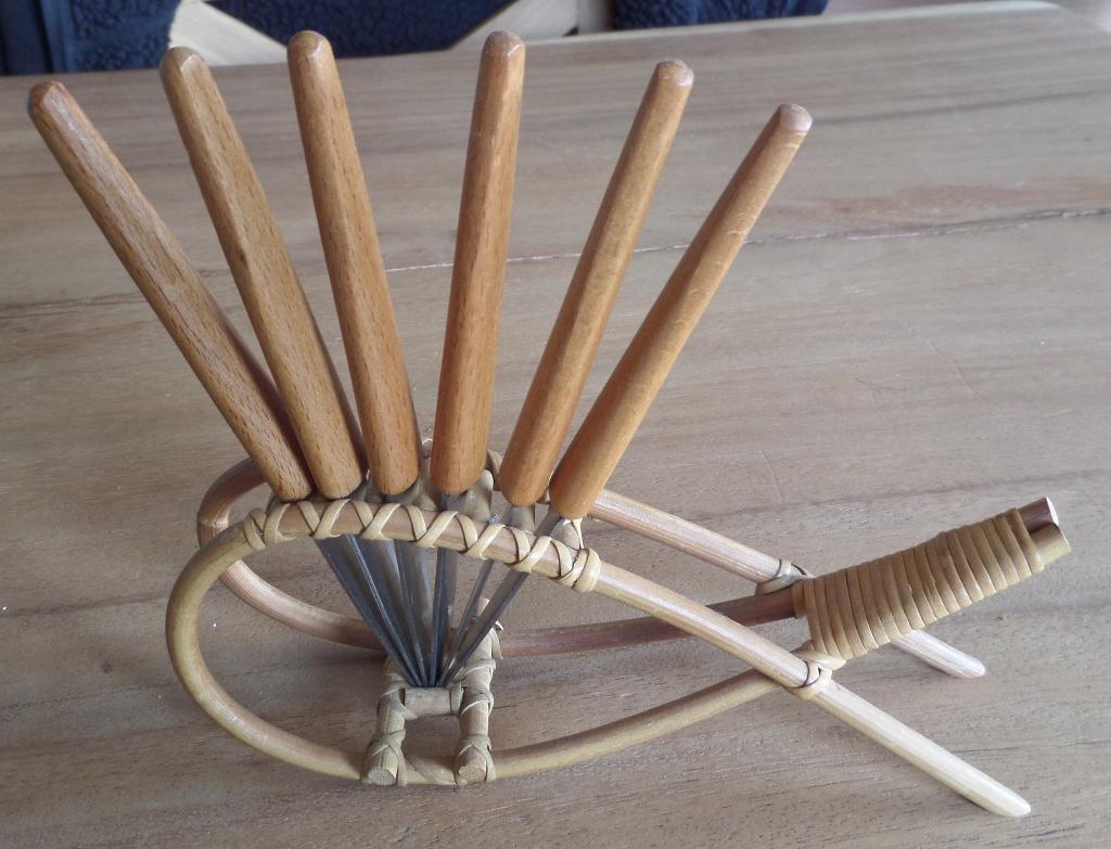 vintage fruitmesjes in houder 6 stuks, Ophalen of Verzenden