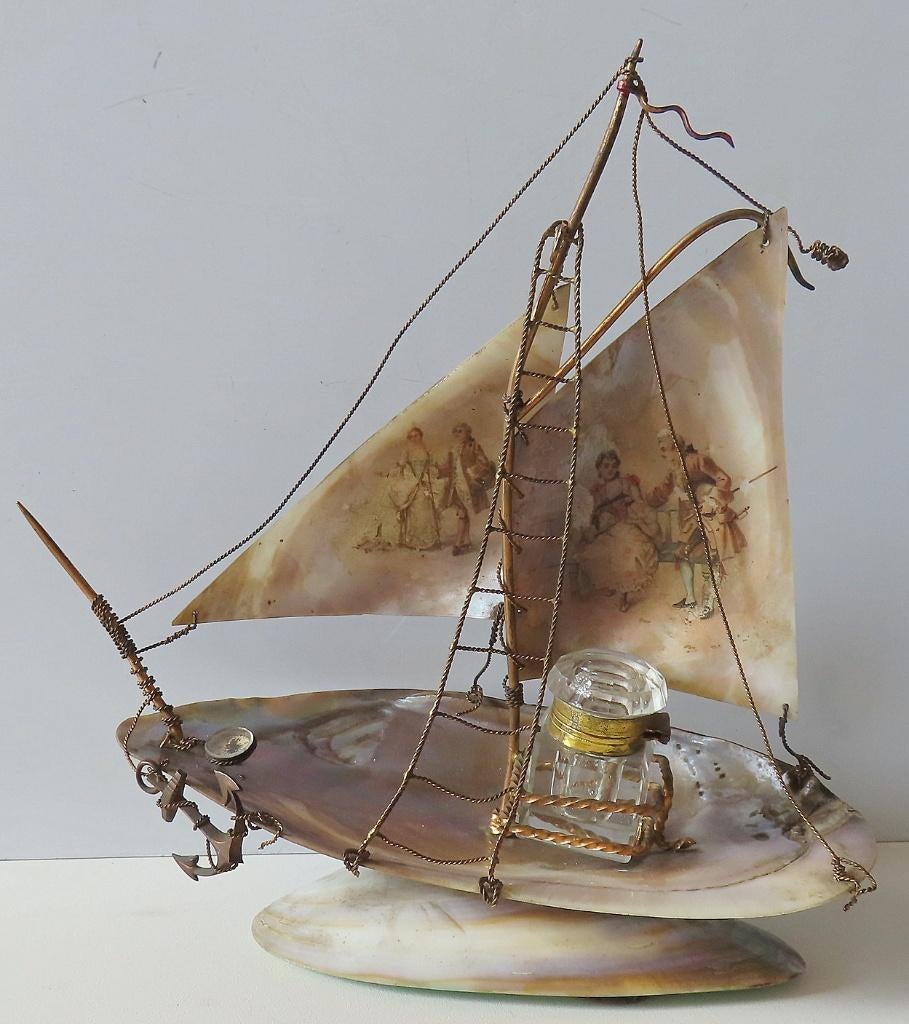 Uit inboedel: Antiek Napoleon III parelmoer souvenir , incl, Antiek en Kunst, Antiek | Overige Antiek, Verzenden