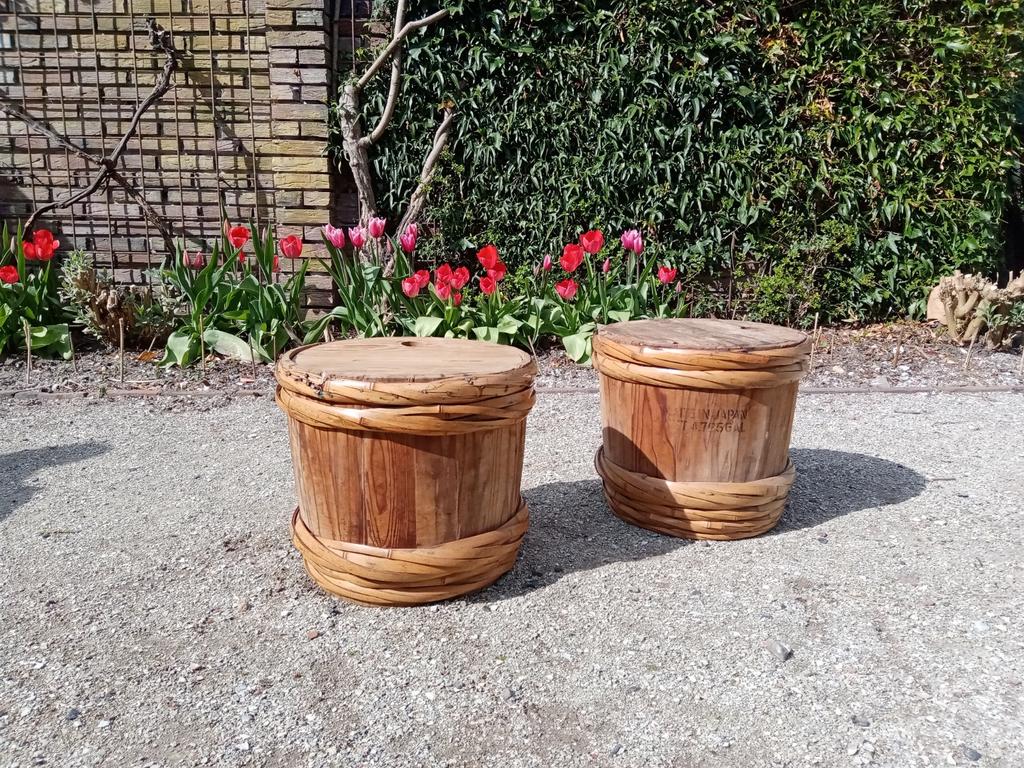 Oude kleine wijnvaten ook per stuk te koop, Ophalen, Rond, Hout, 30 tot 60 cm