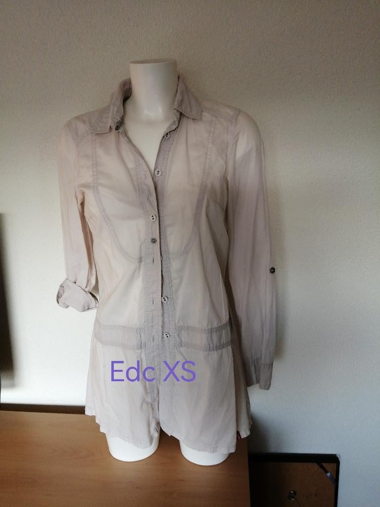 Blouse EDC Only H&M Zijde Denim XS/S Bijna Gratis Kerst, Ophalen of Verzenden, Zo goed als nieuw, Maat 34 (XS) of kleiner, Wit