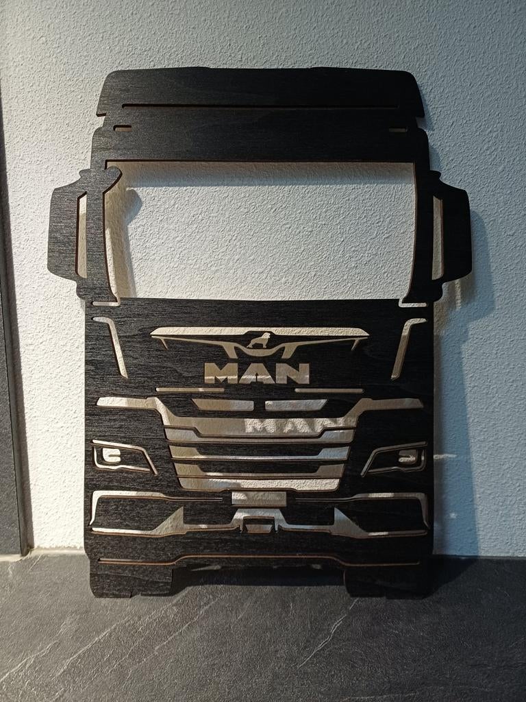 MAN Vrachtwagen Wanddecoratie Hout, Industrieel, Ophalen of Verzenden, Handgemaakt, Zwart
