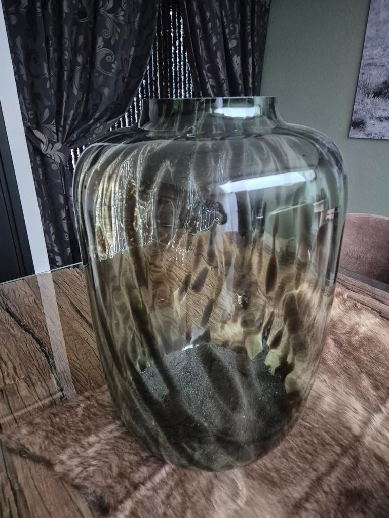 Grote groene glazen vaas - 50cm hoog, Ophalen