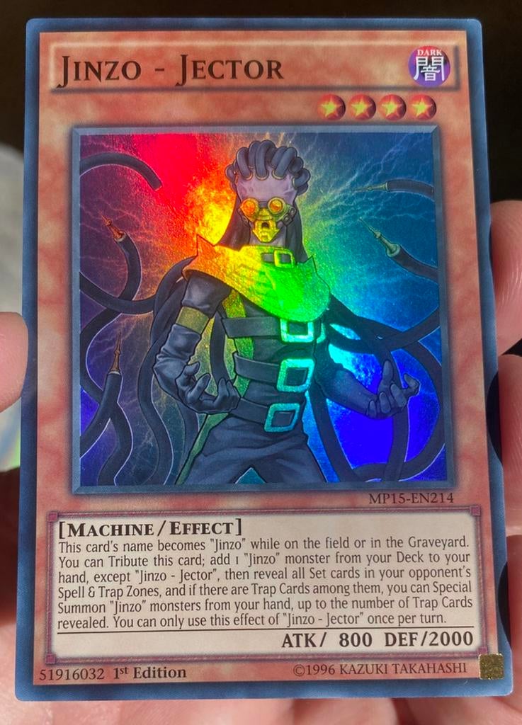 Yu-Gi-Oh! Jinzo - Jector MP15 1st Edition !, Hobby en Vrije tijd, Verzamelkaartspellen | Yu-gi-Oh!, Ophalen of Verzenden, Zo goed als nieuw