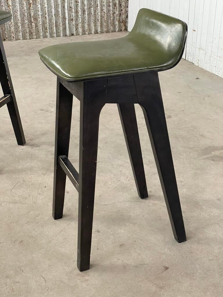 11x Vintage barkrukken stools olijfgroen leer design kruk, Huis en Inrichting, Barkrukken, Ophalen, Gebruikt, Aalsmeer, Redesign vintage